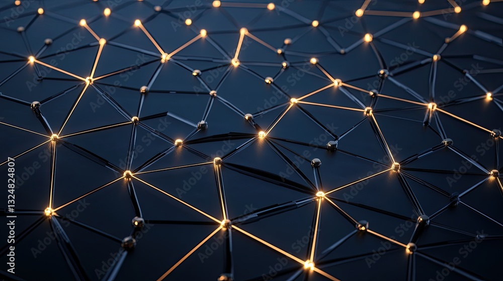 Poster complex nodes show the link between ai and blockchain in a digital landscape