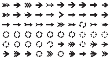 Black and white icon set with alphabet and directional symbols