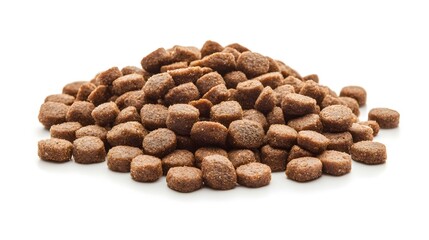 Fototapeta premium PNG Brown dry pet food kibble on white