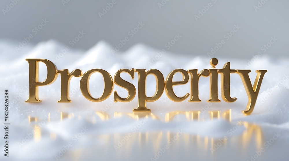 Poster golden word prosperity resting on a soft surface with a subtle, reflective shine