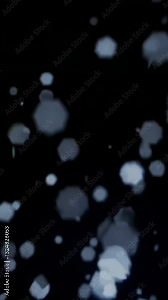 Poster enchanting hexagonal light particles floating in a dark ambient space