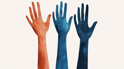 Fototapeta premium Hands with a cartoon-like icon. Hands raised.