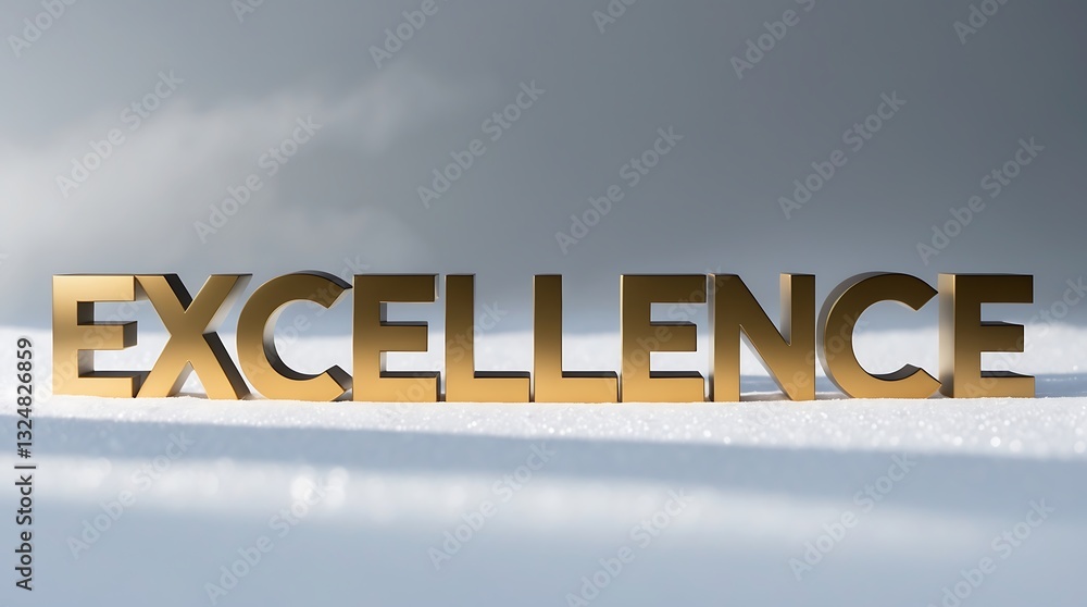 Aufkleber golden word excellence displayed on a soft surface in a bright setting
