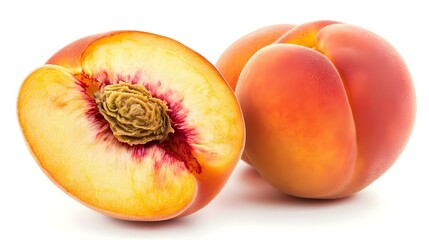 Peach isolated on white background full depth