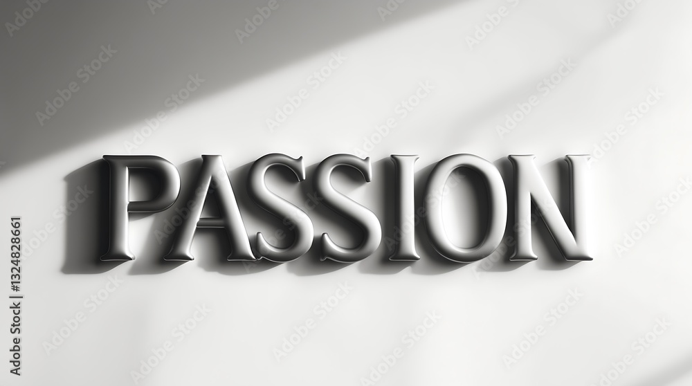 Poster dimensionally styled text casting shadows on a plain surface in natural light setting
