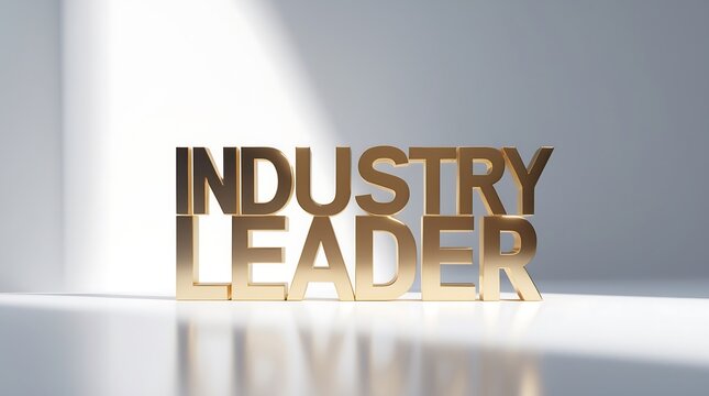 Bold golden typography showcasing industry leader title with light accentuation