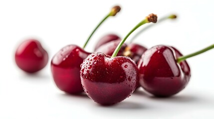cherries on white background