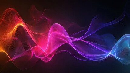 Colorful wave patterns flow seamlessly across the dark background, creating a mesmerizing visual effect that's perfect for digital art enthusiasts or graphic design projects