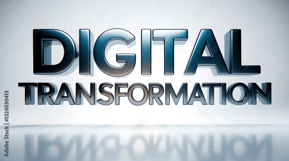 Poster exploring how digital transformation shapes modern business strategies in various sectors