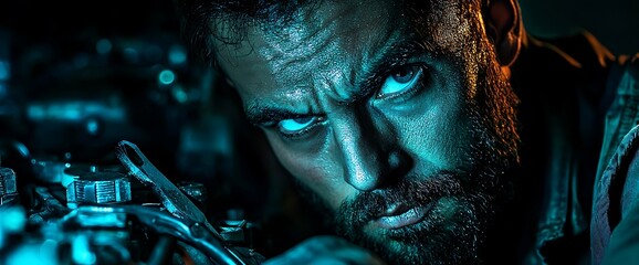 Intense Man Close Up Dramatic Lighting Action Suspense