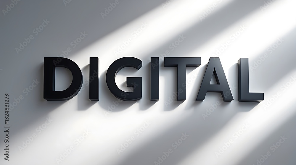 Poster bold modern typography on a neutral background with soft shadows