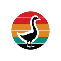 Goose Silhouette on Vintage Retro Background Vector