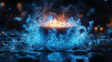 Magical Glowing Cup: A Digital Art Piece