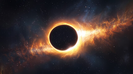 Naklejka premium Captivating cosmic landscape with vibrant nebulae and distant stars illuminating the night sky. Ecliptic Light. Illustration