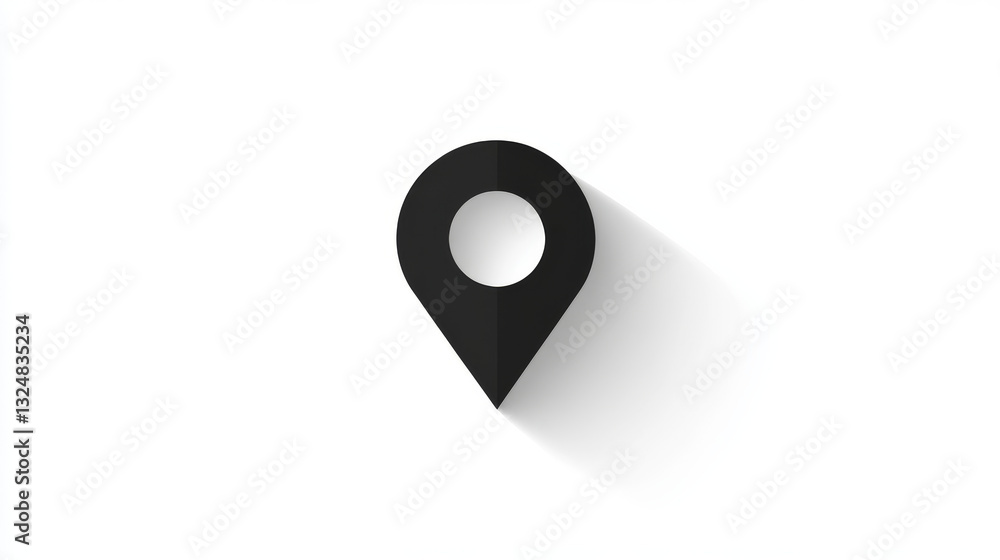 Poster black pin on white background composed of polygon. traveling digital concept. low poly vector illust
