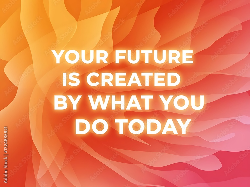 Fototapete your future is created by what you do today typography and colorful background motivational quote t-