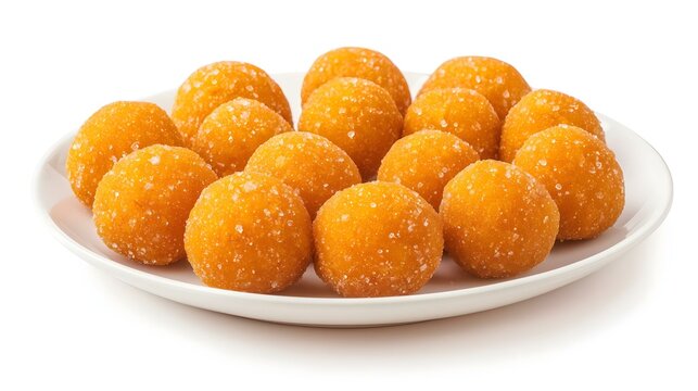 plate of laddu laddoo or ladoo isolated white
