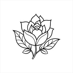 Wedding Card Floral Decoration Vector Line Art Illustration