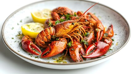 Hot boiled crayfish isolated on white