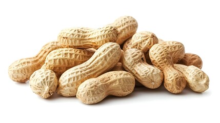 group of peeled peanuts isolated on white