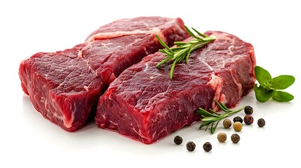 Obraz premium Fresh raw beef isolated on white background