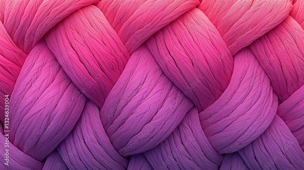 Poster a stunning braid features a gradient of pink hues, showcasing detailed weaving patterns and smooth t