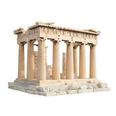 Fototapeta premium Ancient architectural marvel featuring weathered columns and stone construction, evoking history and grandeur. Classical design. Isolated.