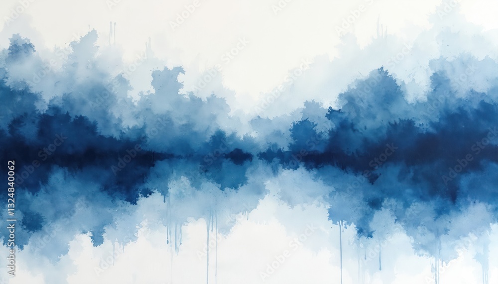 Aufkleber navy blue watercolor texture background with smooth transitions and blurred shades. abstract design 
