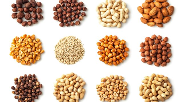 Collection of peanuts isolated on white