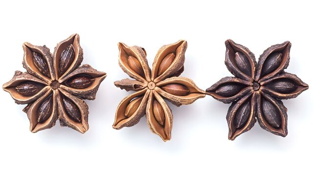 Cardamon anise and vanile isolated on white