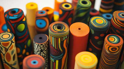  Autumn Hues: Vertical Fabric Rolls in Warm Tones

