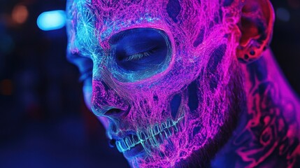 Neon Skull Makeup: A Glowing Portrait