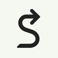 Curved arrow symbol indicating direction on soft background, guidance