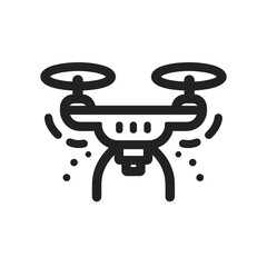 Black drone flying in the air, modern technology