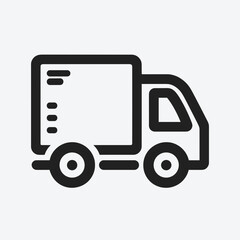 Naklejka premium Delivery truck icon on minimalist background, shipping concept
