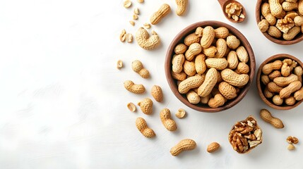 Tasty peanut cookies on white background