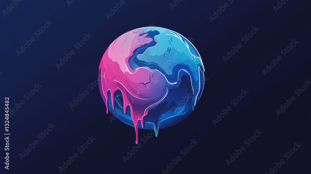 Poster global warming low poly banner template. 3d polygonal melting earth planet. ecological problem conce