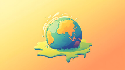 Naklejka premium Global warming low poly banner template. 3d polygonal melting earth planet. Ecological problem concept with connected dots and lines. Environmental disaster vector color wireframe mesh illustration