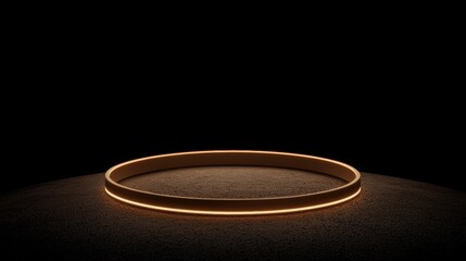 A circular platform illuminated by a warm, glowing light.