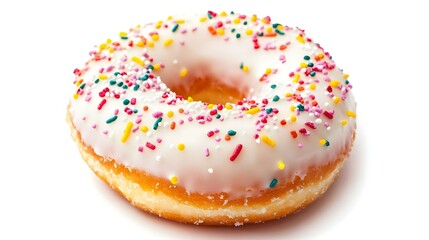 White doughnut isolated on white background