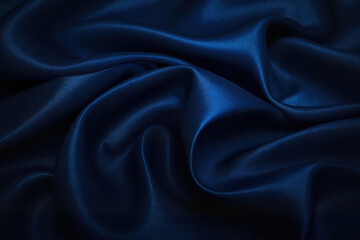 Fototapeta premium Luxurious draped silk in midnight blue representing elegant textile background