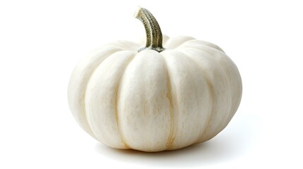 Single white mini pumpkin isolated on a white