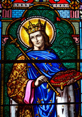 Fototapeta premium Stained glass (19th century) of Saint Ludovic. Catholic Saint.