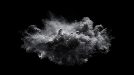 A dramatic black and white image of a cloud of dust or smoke.