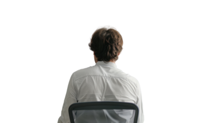 Businessman sitting on chair with transparent background