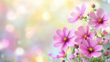Fototapeta premium Soft Pink Flowers Against Gentle Blurred Background