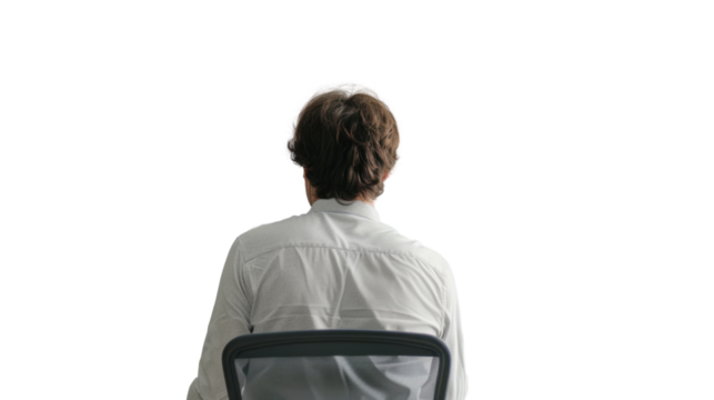 Businessman sitting on chair with transparent background