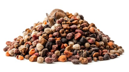 Obraz premium Rabbit and rodent food pile isolated on white