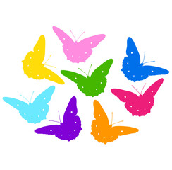 Brightly colored butterfly silhouettes