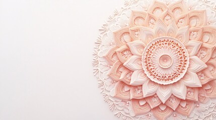 Abstract Indian mandala in pastel tones on a white background